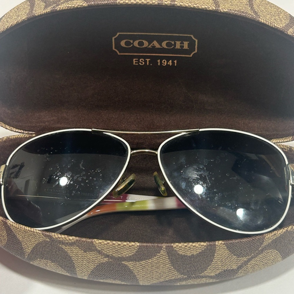 Gold and White Sunglasses with Case